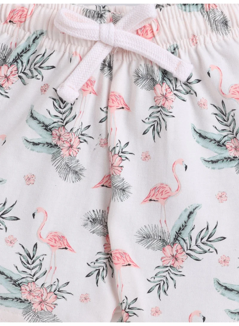 Victor And Jane  Girls Flamingo Print Cotton Pajama Set – T-Shirt & Shorts Nightwear for Women | Best Price UAE